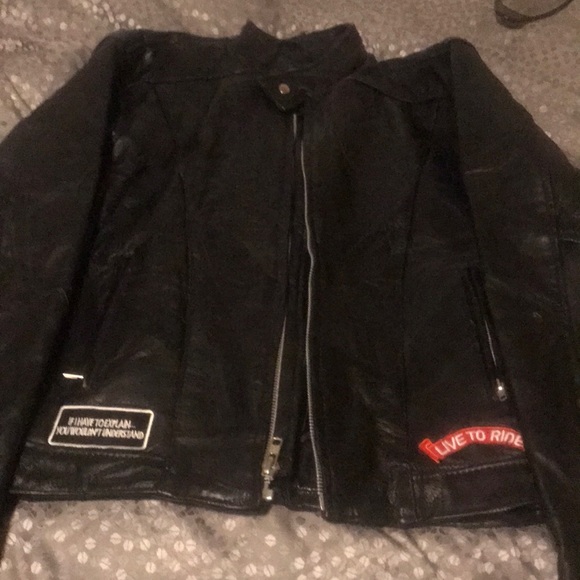 Genuine buffalo diamond leather motorcycle jacket - Picture 2 of 4